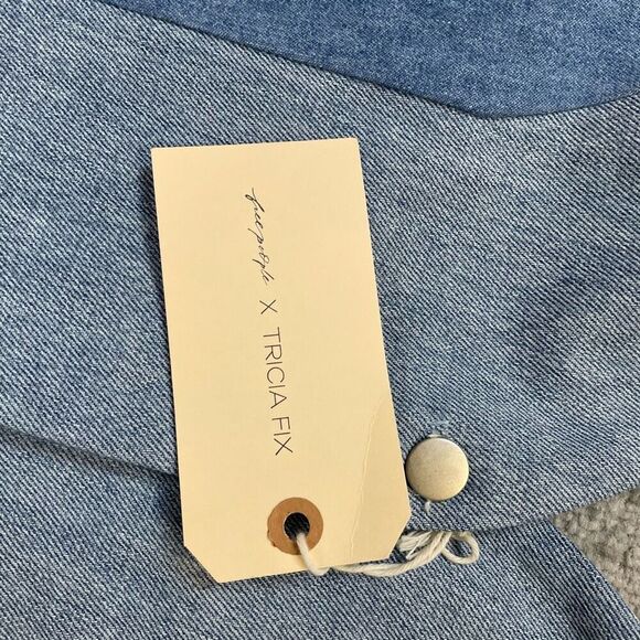 Free People X Tricia Fix Womens Two Tone Split Denim Halter Vest Blue XS NWT - Picture 3 of 7